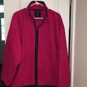 Vintage Fuchsia Pink Retro zipper fleece jacket L